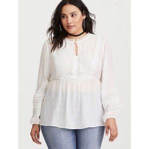 Torrid Blouse Boho Lace  Flowy Sheer Tunic Top Size 0